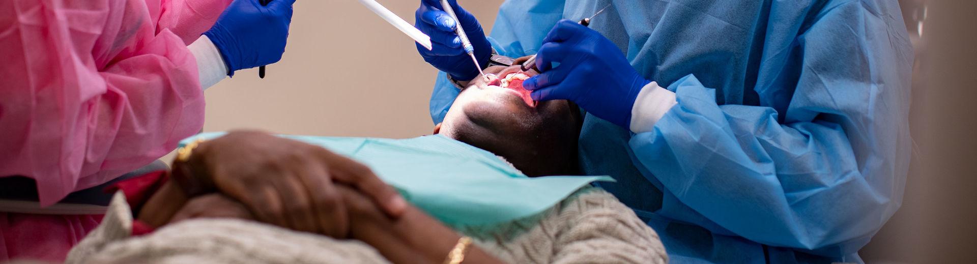 A patient receiving dental care at the Kornberg School of Dentistry. 
